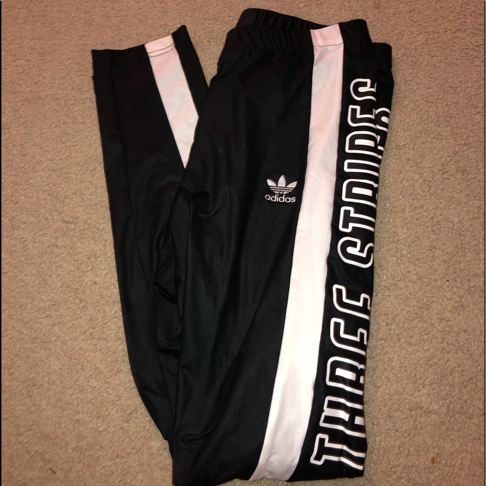 adidas black three stripe rare leggings